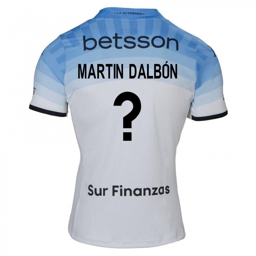 Kinderen Juan Martin Dalbón #0 Wit Blauw Zwart Uitshirt Uittenue 2024/25 T-Shirt België