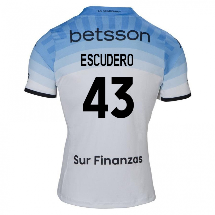 Kinderen Gonzalo Escudero #43 Wit Blauw Zwart Uitshirt Uittenue 2024/25 T-Shirt België