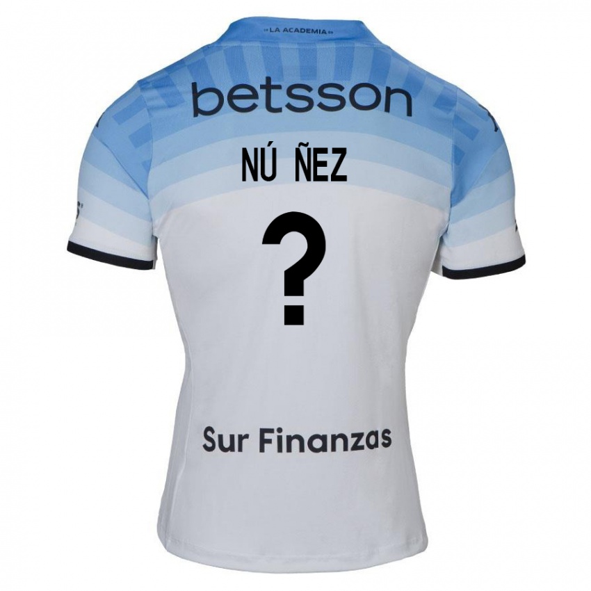 Kinderen Demián Núñez #0 Wit Blauw Zwart Uitshirt Uittenue 2024/25 T-Shirt België