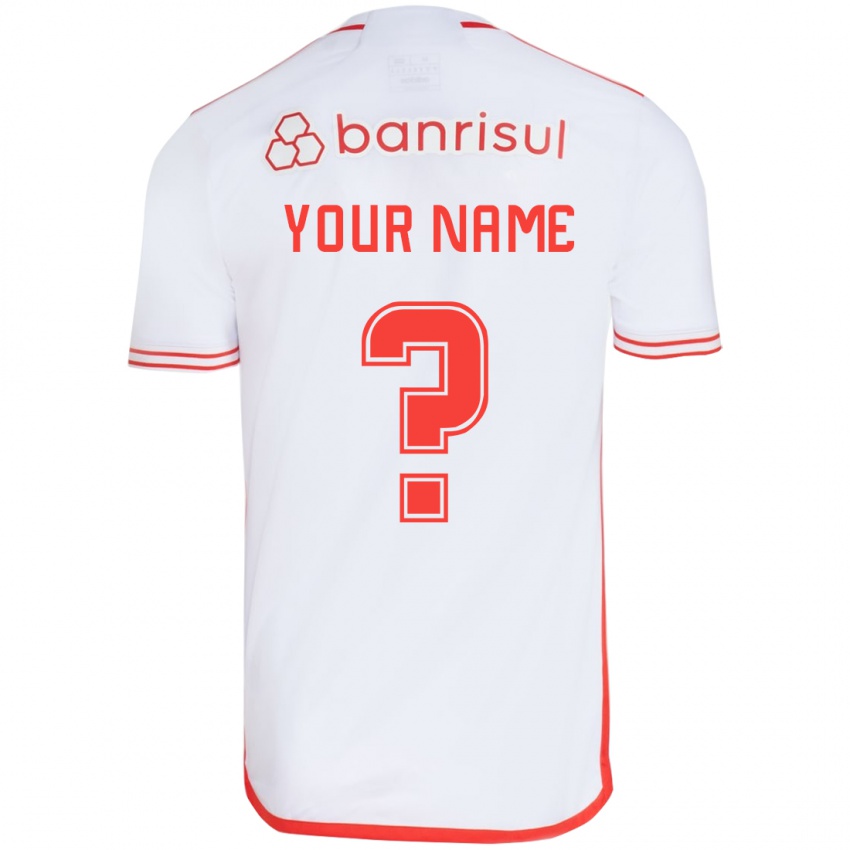 Enfant Maillot Votre Nom #0 Blanc Rouge Tenues Extérieur 2024/25 T-Shirt Belgique