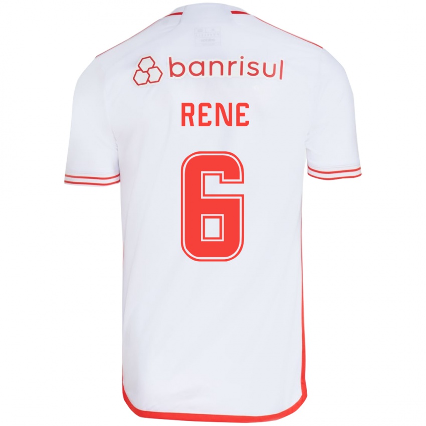 Enfant Maillot Rene #6 Blanc Rouge Tenues Extérieur 2024/25 T-Shirt Belgique