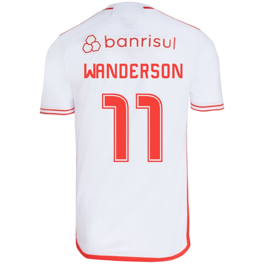 Enfant Maillot Wanderson #11 Blanc Rouge Tenues Extérieur 2024/25 T-Shirt Belgique