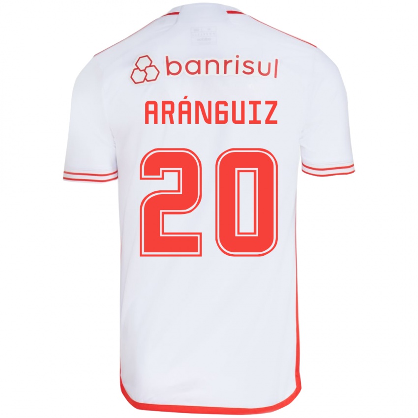 Kinderen Charles Aránguiz #20 Wit Rood Uitshirt Uittenue 2024/25 T-Shirt België