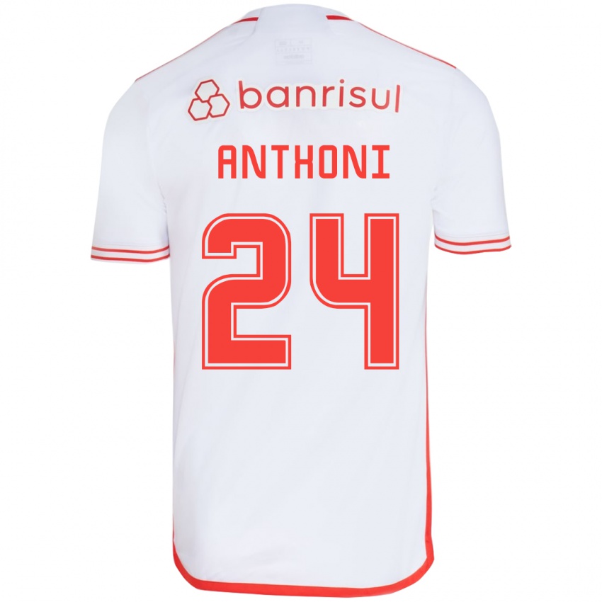 Kinderen Anthoni #24 Wit Rood Uitshirt Uittenue 2024/25 T-Shirt België