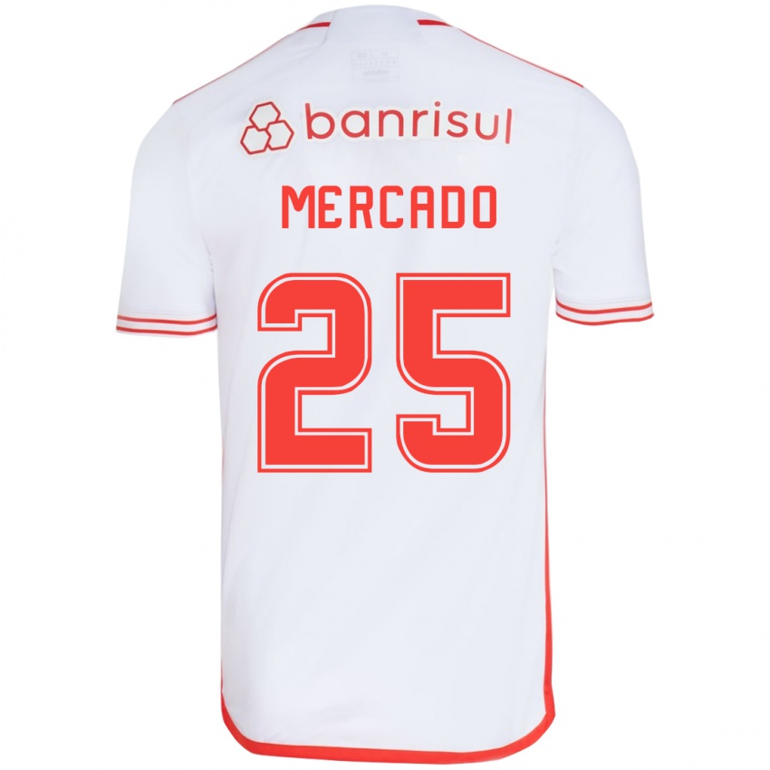 Enfant Maillot Gabriel Mercado #25 Blanc Rouge Tenues Extérieur 2024/25 T-Shirt Belgique