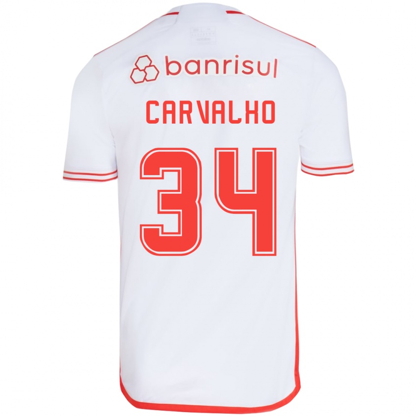 Kinder Gabriel Carvalho #34 Weiß Rot Auswärtstrikot Trikot 2024/25 T-Shirt Belgien