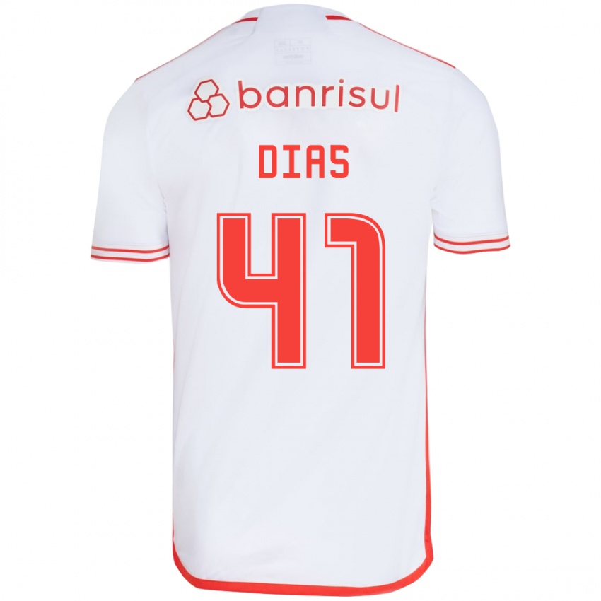 Enfant Maillot Matheus Dias #41 Blanc Rouge Tenues Extérieur 2024/25 T-Shirt Belgique