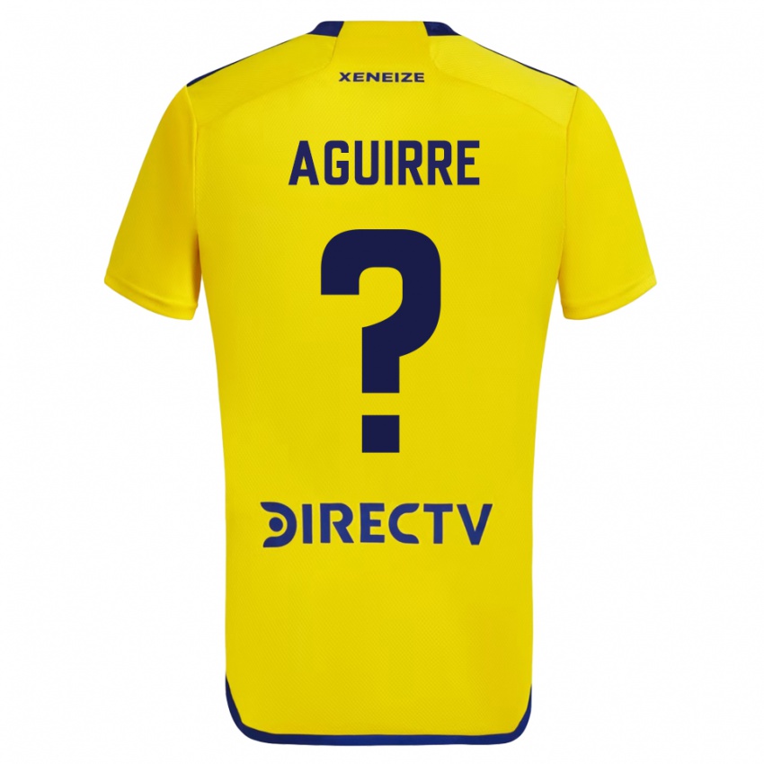 Enfant Maillot Brian Aguirre #0 Jaune Bleu Tenues Extérieur 2024/25 T-Shirt Belgique