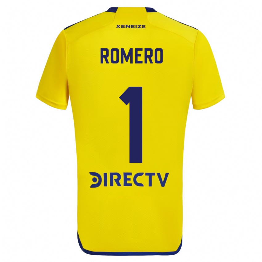 Enfant Maillot Sergio Romero #1 Jaune Bleu Tenues Extérieur 2024/25 T-Shirt Belgique