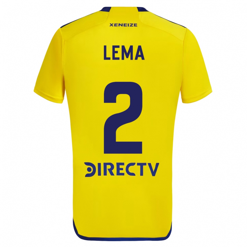 Enfant Maillot Cristian Lema #2 Jaune Bleu Tenues Extérieur 2024/25 T-Shirt Belgique