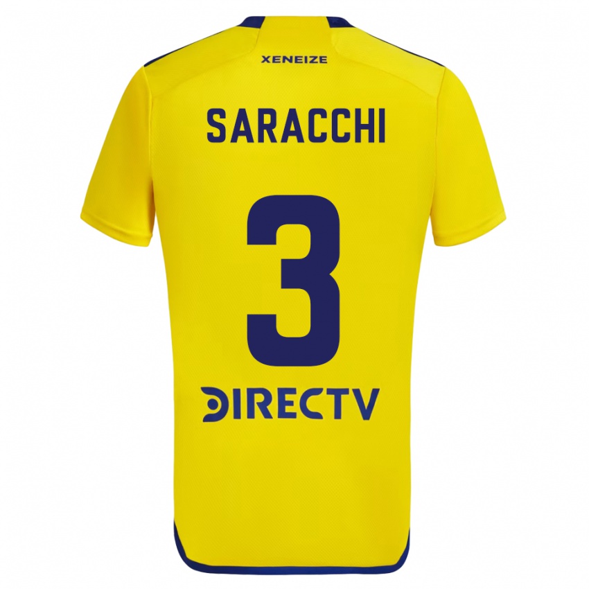 Enfant Maillot Marcelo Saracchi #3 Jaune Bleu Tenues Extérieur 2024/25 T-Shirt Belgique