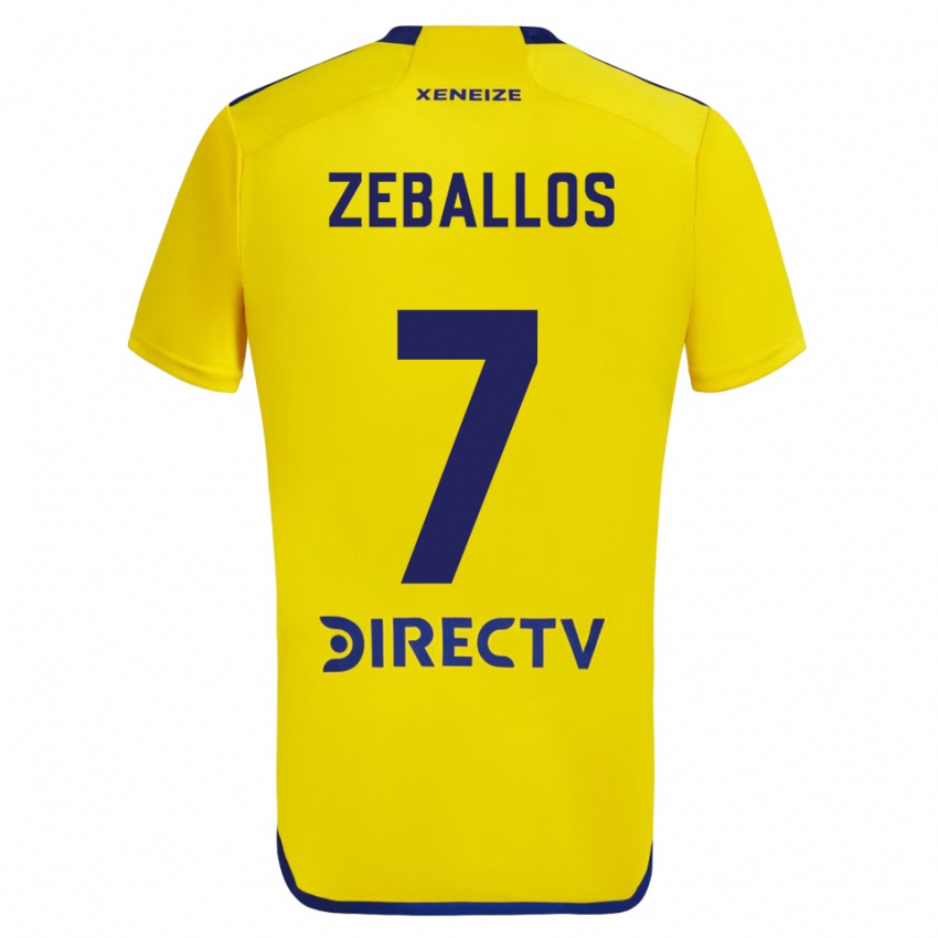 Enfant Maillot Exequiel Zeballos #7 Jaune Bleu Tenues Extérieur 2024/25 T-Shirt Belgique