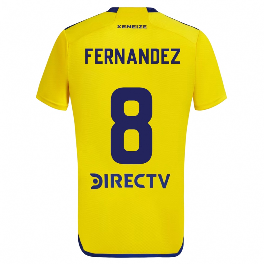 Enfant Maillot Pol Fernández #8 Jaune Bleu Tenues Extérieur 2024/25 T-Shirt Belgique