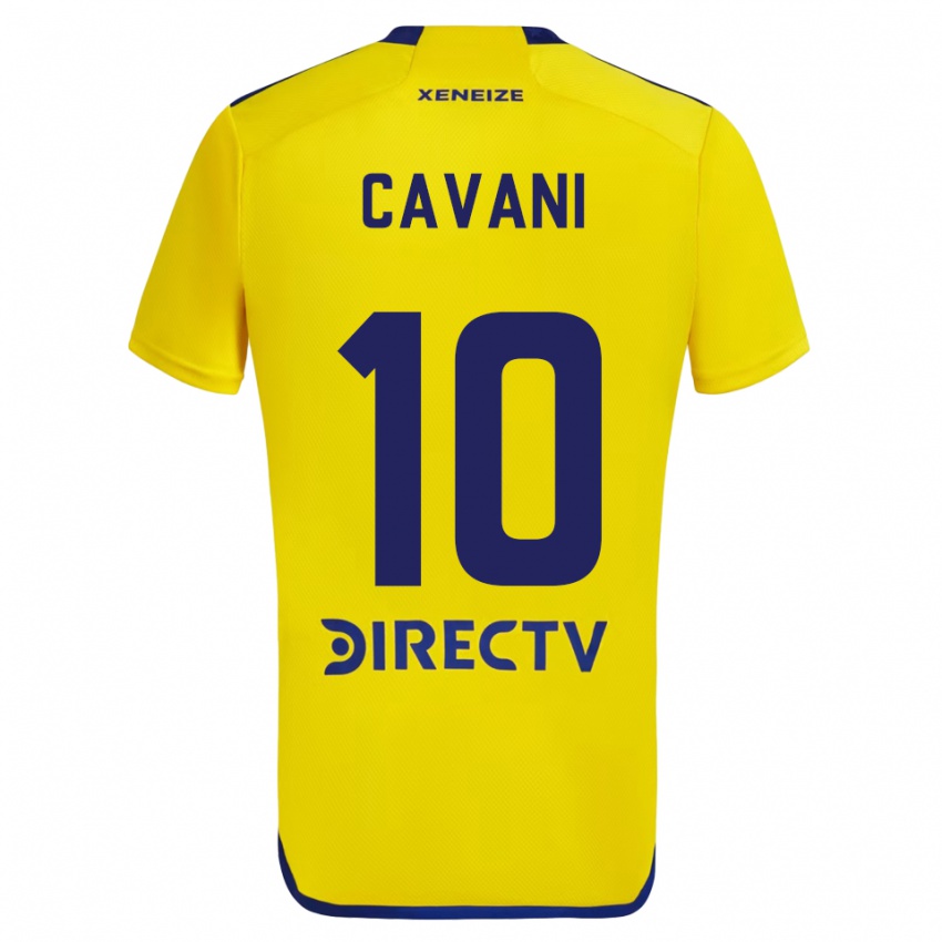 Kinderen Edinson Cavani #10 Geel Blauw Uitshirt Uittenue 2024/25 T-Shirt België