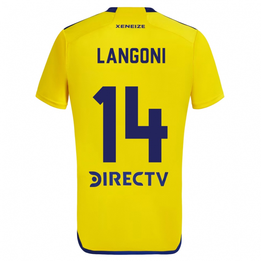 Enfant Maillot Luca Langoni #14 Jaune Bleu Tenues Extérieur 2024/25 T-Shirt Belgique