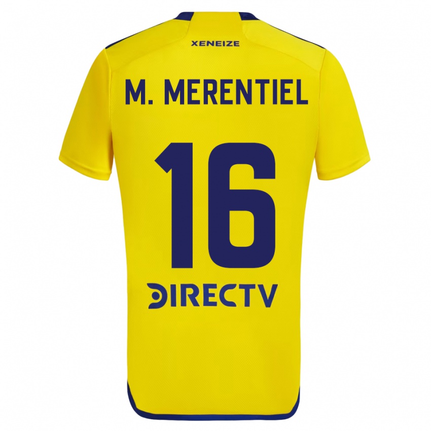 Enfant Maillot Miguel Merentiel #16 Jaune Bleu Tenues Extérieur 2024/25 T-Shirt Belgique