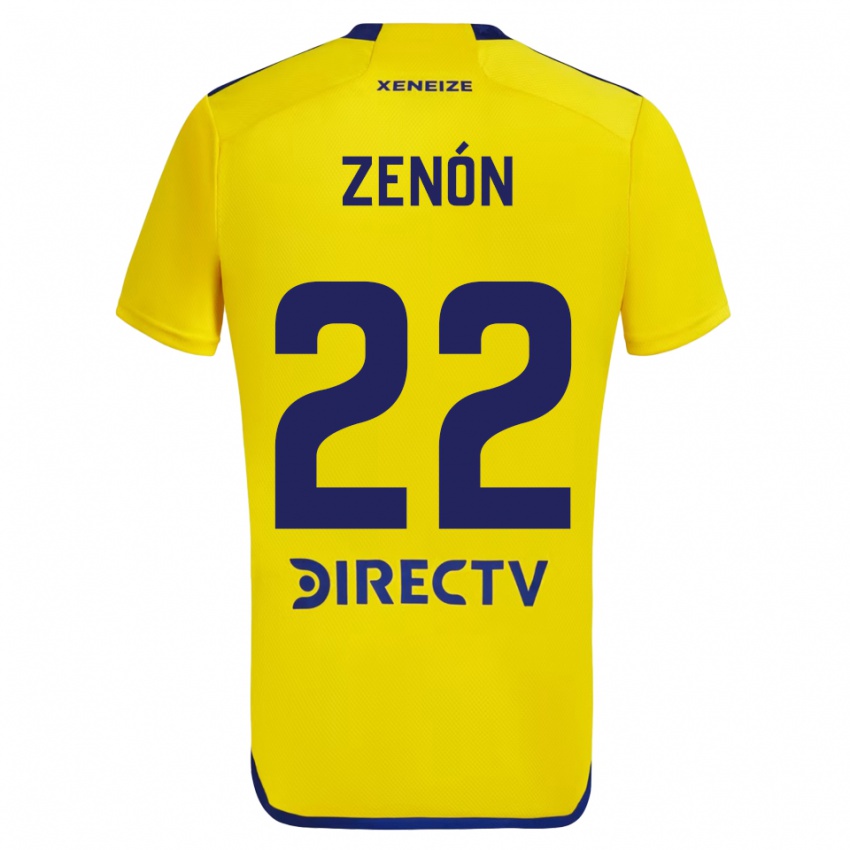 Enfant Maillot Kevin Zenón #22 Jaune Bleu Tenues Extérieur 2024/25 T-Shirt Belgique