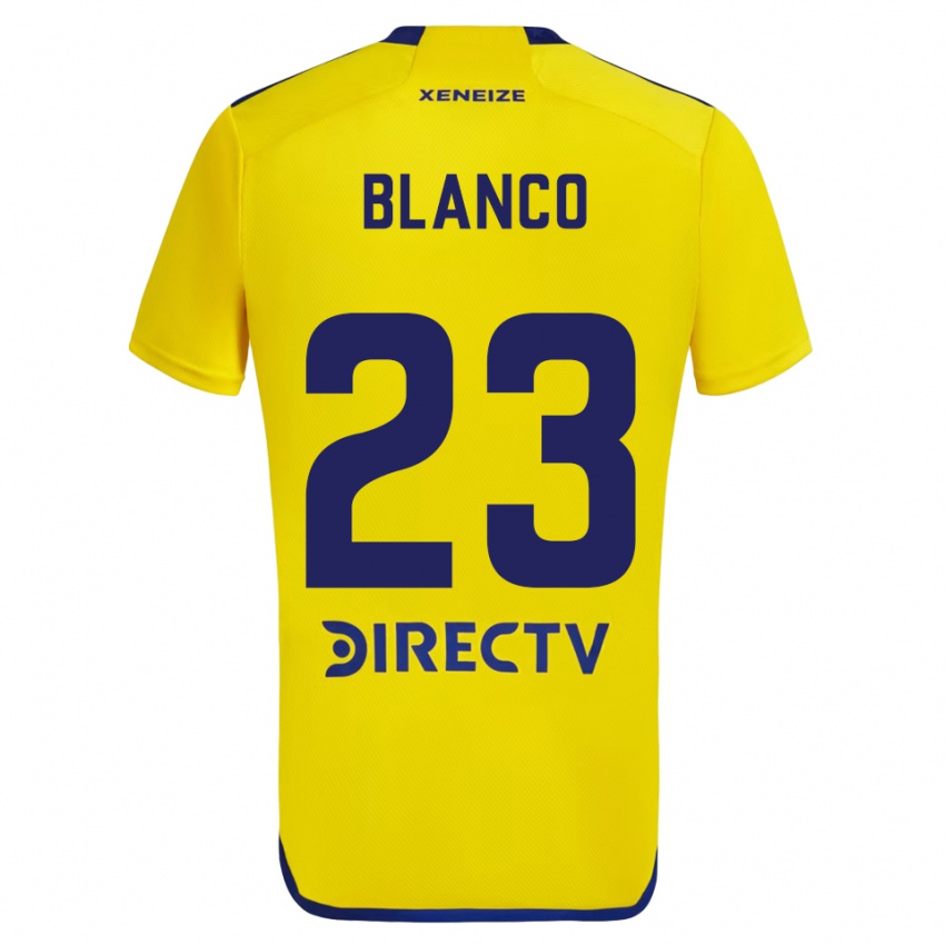 Enfant Maillot Lautaro Blanco #23 Jaune Bleu Tenues Extérieur 2024/25 T-Shirt Belgique