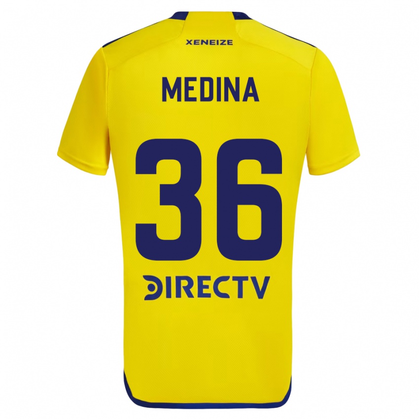 Kinderen Cristian Medina #36 Geel Blauw Uitshirt Uittenue 2024/25 T-Shirt België