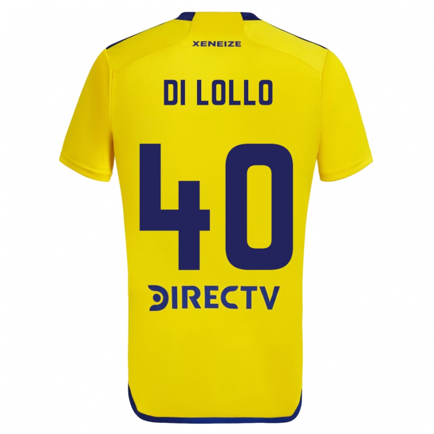 Enfant Maillot Lautaro Di Lollo #40 Jaune Bleu Tenues Extérieur 2024/25 T-Shirt Belgique