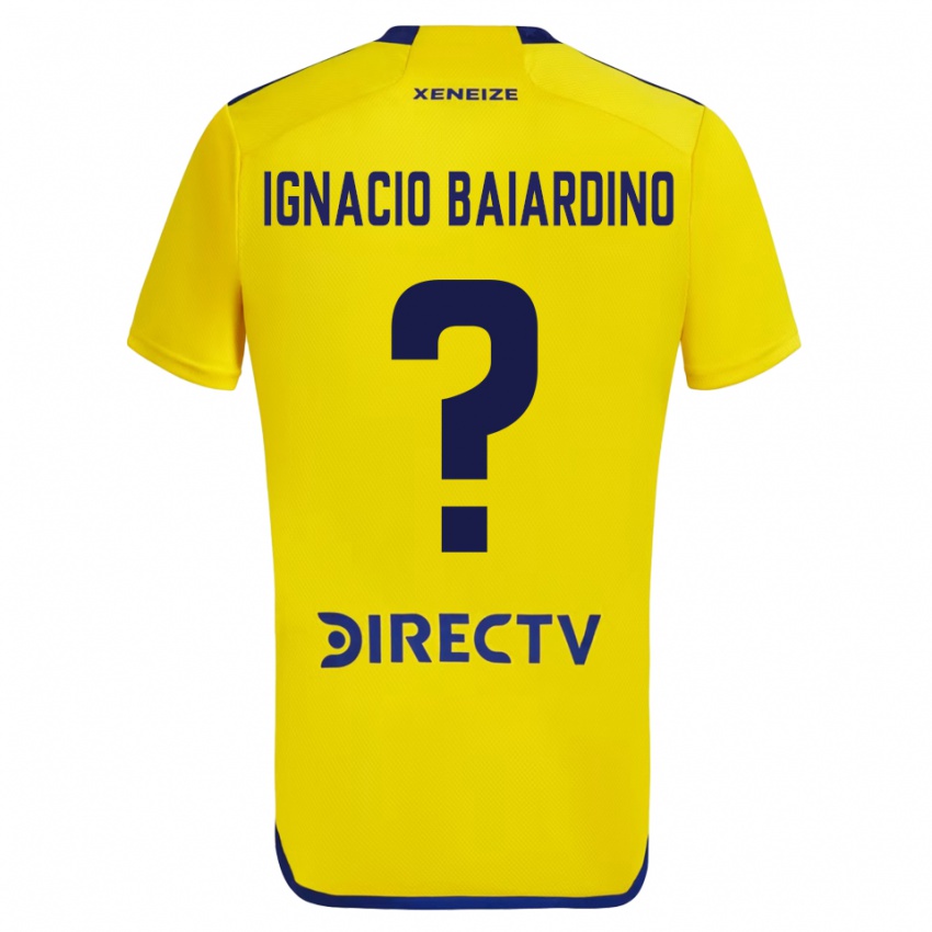 Enfant Maillot Juan Ignacio Baiardino #0 Jaune Bleu Tenues Extérieur 2024/25 T-Shirt Belgique