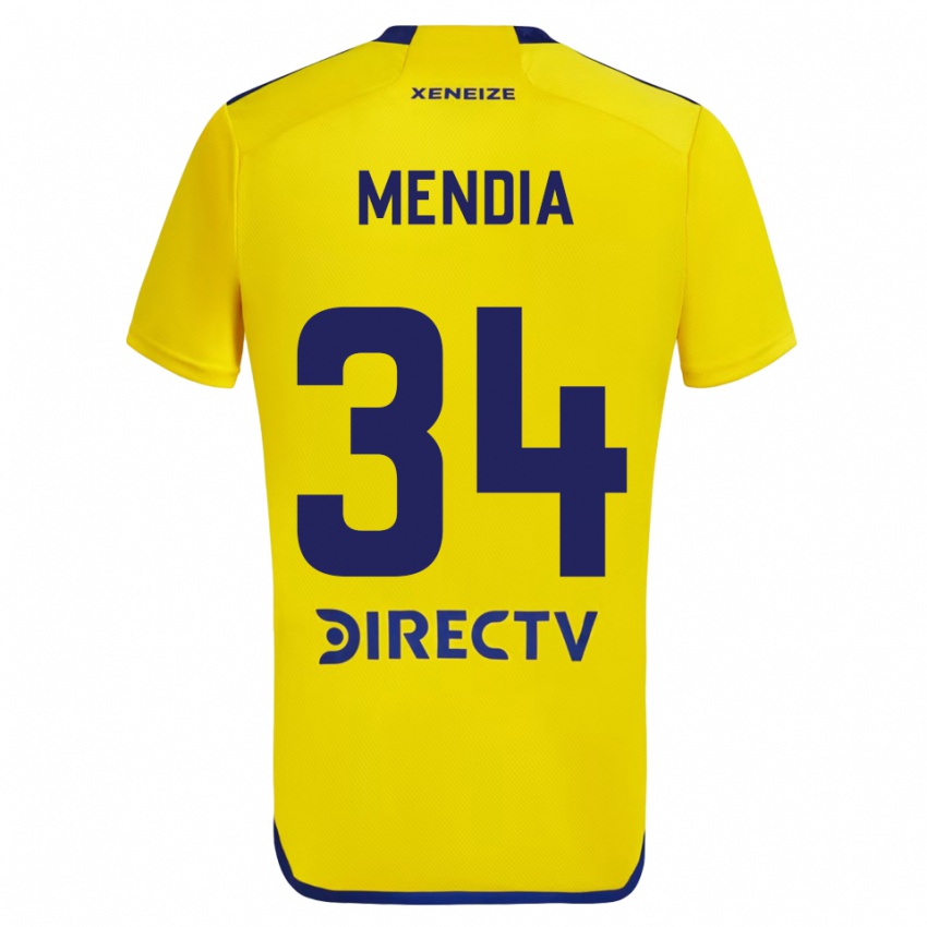 Enfant Maillot Mateo Mendia #34 Jaune Bleu Tenues Extérieur 2024/25 T-Shirt Belgique