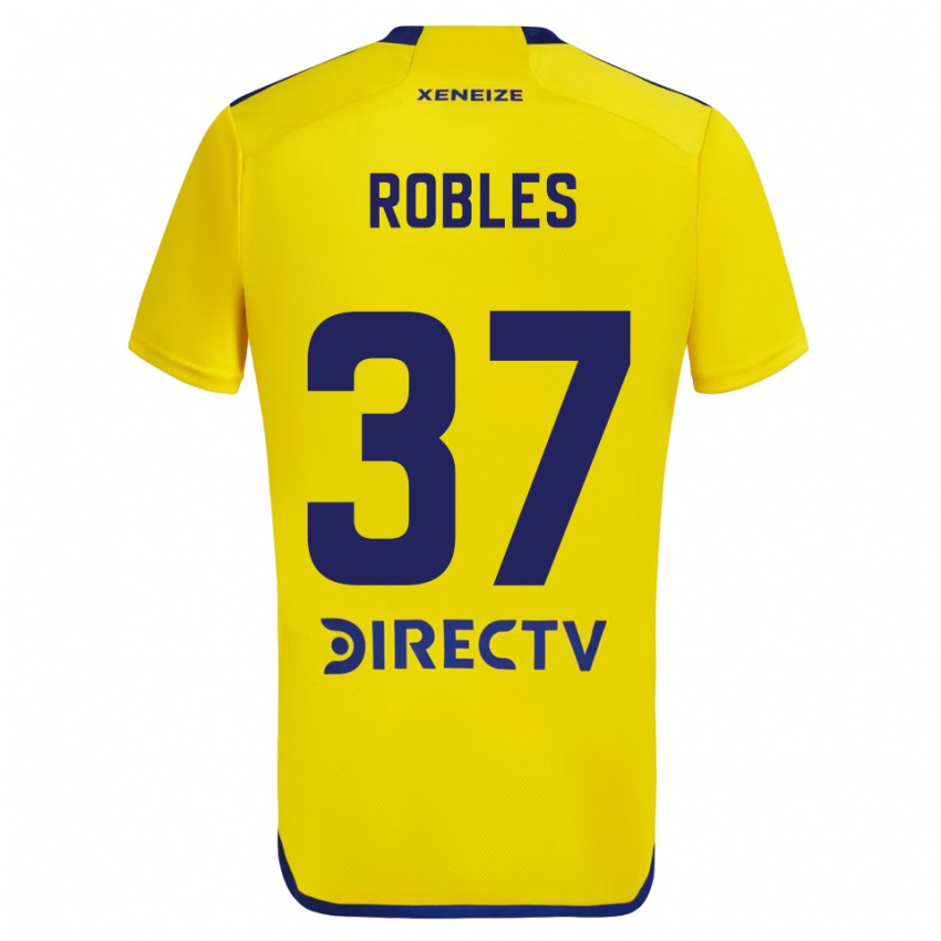 Enfant Maillot Sebastián Díaz Robles #37 Jaune Bleu Tenues Extérieur 2024/25 T-Shirt Belgique