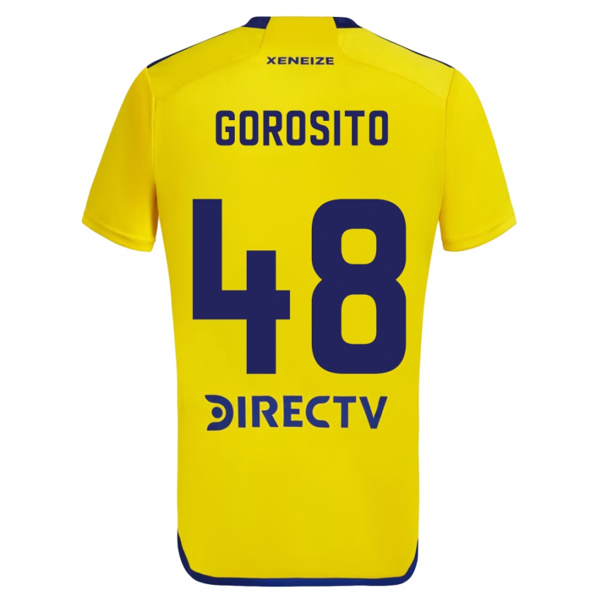 Enfant Maillot Dylan Gorosito #48 Jaune Bleu Tenues Extérieur 2024/25 T-Shirt Belgique