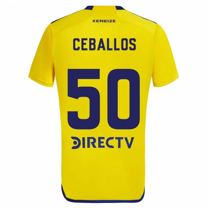 Enfant Maillot Julián Ceballos #50 Jaune Bleu Tenues Extérieur 2024/25 T-Shirt Belgique