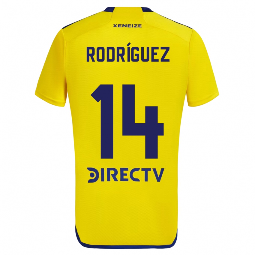 Enfant Maillot Isaías Rodríguez #14 Jaune Bleu Tenues Extérieur 2024/25 T-Shirt Belgique