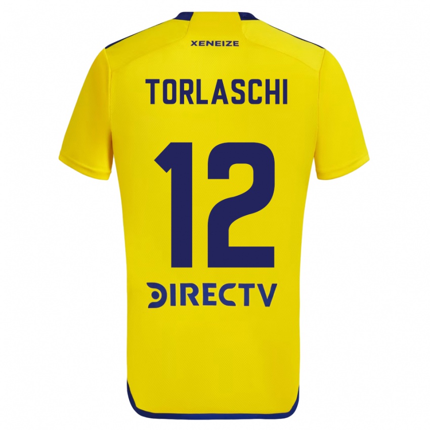 Enfant Maillot Lucas Torlaschi #12 Jaune Bleu Tenues Extérieur 2024/25 T-Shirt Belgique