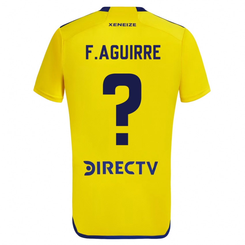 Enfant Maillot Federico Aguirre #0 Jaune Bleu Tenues Extérieur 2024/25 T-Shirt Belgique