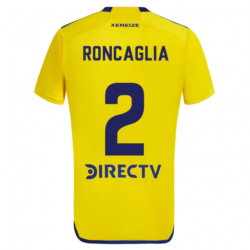 Enfant Maillot Facundo Roncaglia #2 Jaune Bleu Tenues Extérieur 2024/25 T-Shirt Belgique