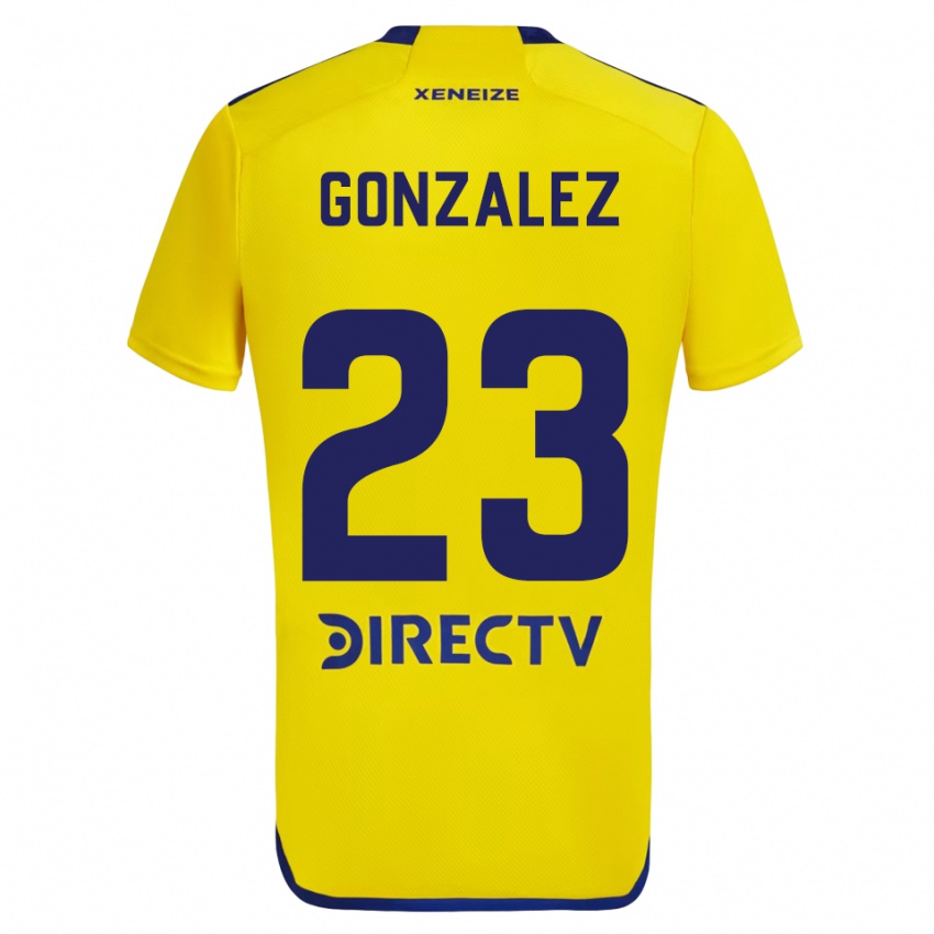 Enfant Maillot Diego Gonzalez #23 Jaune Bleu Tenues Extérieur 2024/25 T-Shirt Belgique