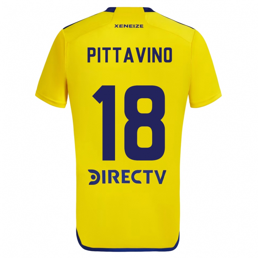 Enfant Maillot Rodrigo Pittavino #18 Jaune Bleu Tenues Extérieur 2024/25 T-Shirt Belgique