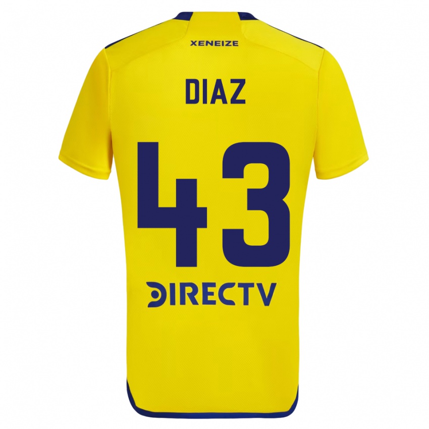 Enfant Maillot Tomas Diaz #43 Jaune Bleu Tenues Extérieur 2024/25 T-Shirt Belgique