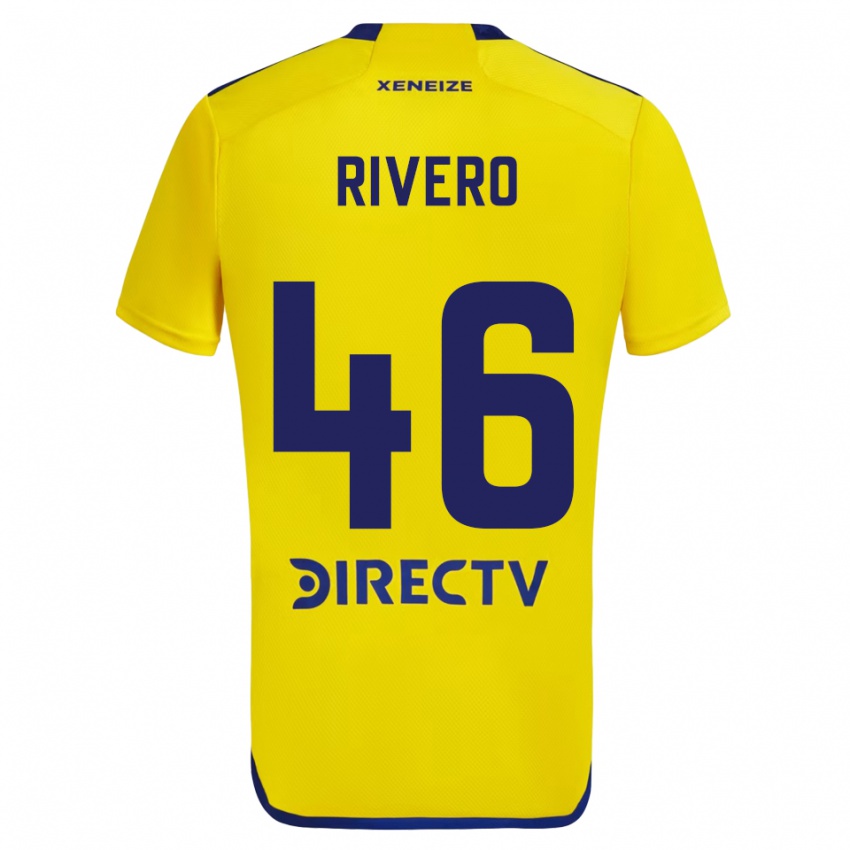 Enfant Maillot Simon Rivero #46 Jaune Bleu Tenues Extérieur 2024/25 T-Shirt Belgique