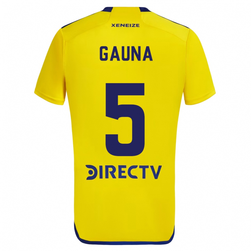 Enfant Maillot Santiago Gauna #5 Jaune Bleu Tenues Extérieur 2024/25 T-Shirt Belgique