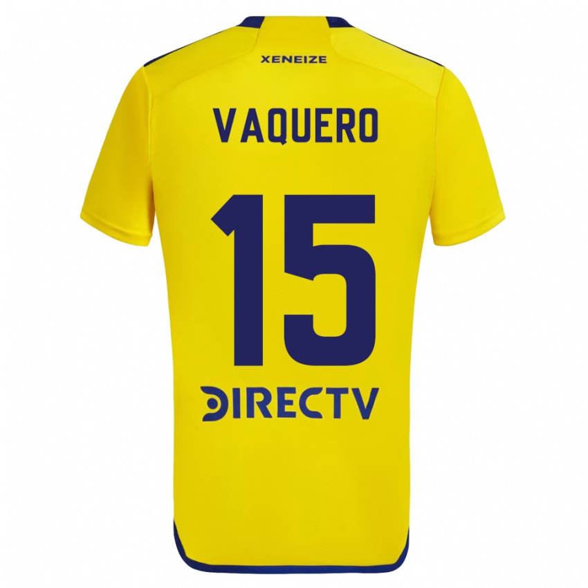 Enfant Maillot Iván Vaquero #15 Jaune Bleu Tenues Extérieur 2024/25 T-Shirt Belgique