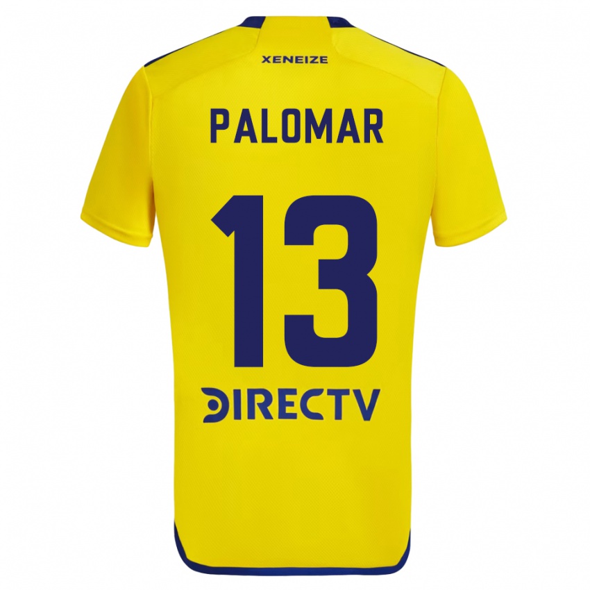 Enfant Maillot Estefania Palomar #13 Jaune Bleu Tenues Extérieur 2024/25 T-Shirt Belgique