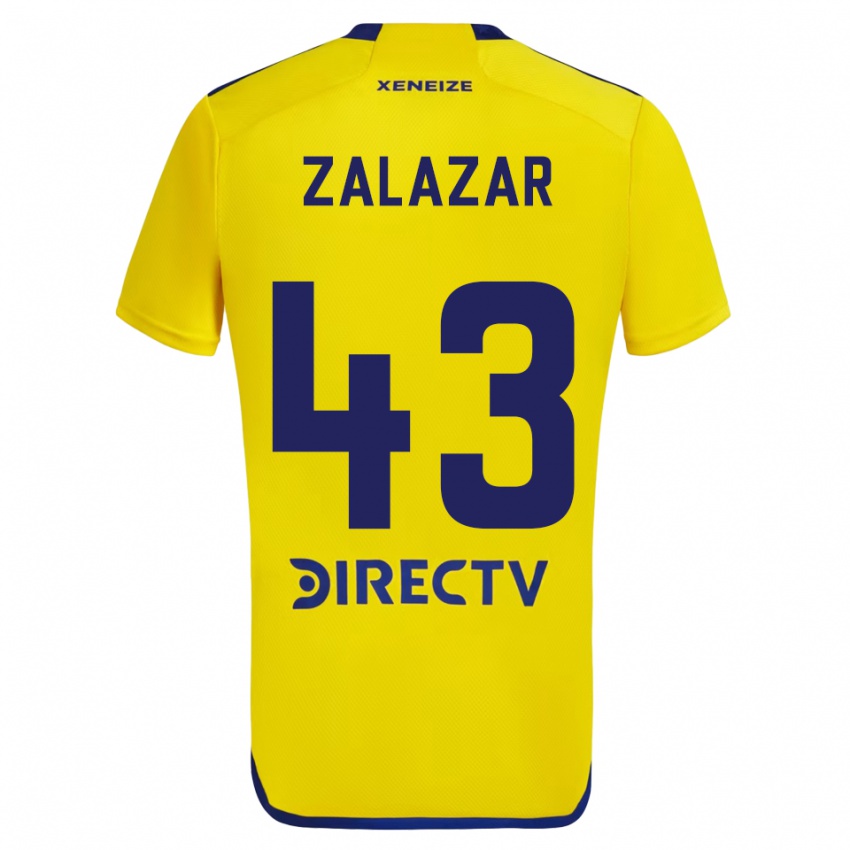 Enfant Maillot Maximiliano Zalazar #43 Jaune Bleu Tenues Extérieur 2024/25 T-Shirt Belgique