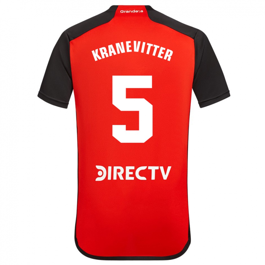 Enfant Maillot Matías Kranevitter #5 Rouge Noir Blanc Tenues Extérieur 2024/25 T-Shirt Belgique