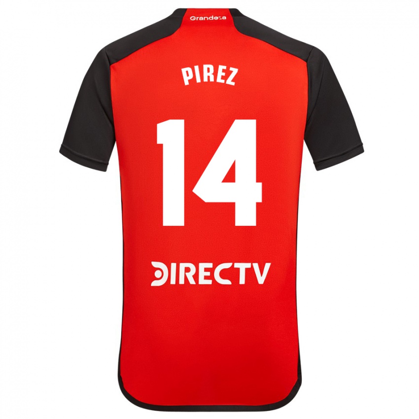 Enfant Maillot Leandro González Pírez #14 Rouge Noir Blanc Tenues Extérieur 2024/25 T-Shirt Belgique