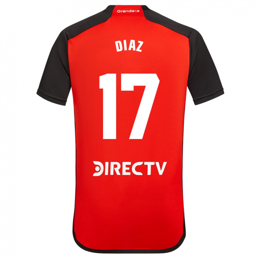 Kinder Paulo Diaz #17 Rot Schwarz Weiß Auswärtstrikot Trikot 2024/25 T-Shirt Belgien