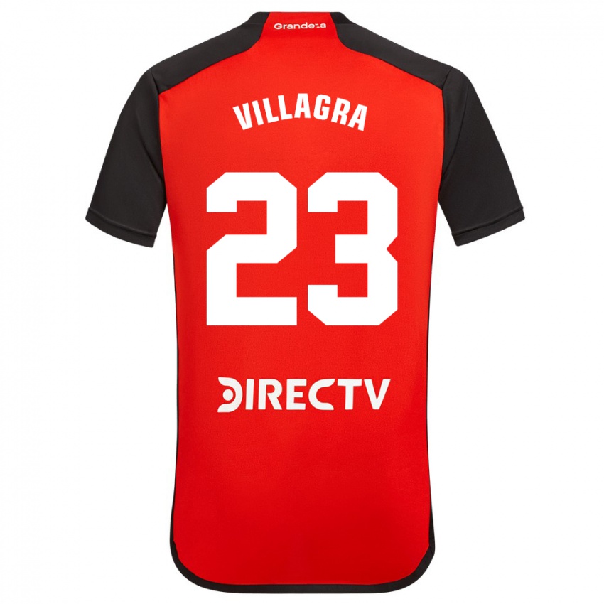 Enfant Maillot Rodrigo Villagra #23 Rouge Noir Blanc Tenues Extérieur 2024/25 T-Shirt Belgique