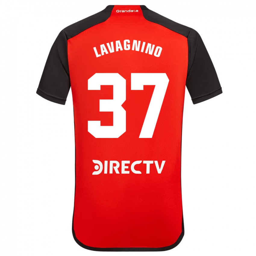 Kinderen Lucas Lavagnino #37 Rood Zwart Wit Uitshirt Uittenue 2024/25 T-Shirt België