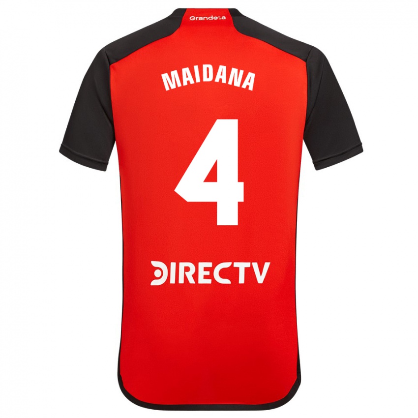 Kinder Jonatan Maidana #4 Rot Schwarz Weiß Auswärtstrikot Trikot 2024/25 T-Shirt Belgien