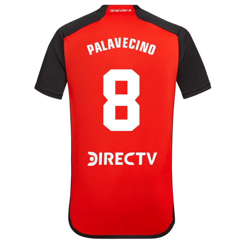 Kinder Agustin Palavecino #8 Rot Schwarz Weiß Auswärtstrikot Trikot 2024/25 T-Shirt Belgien