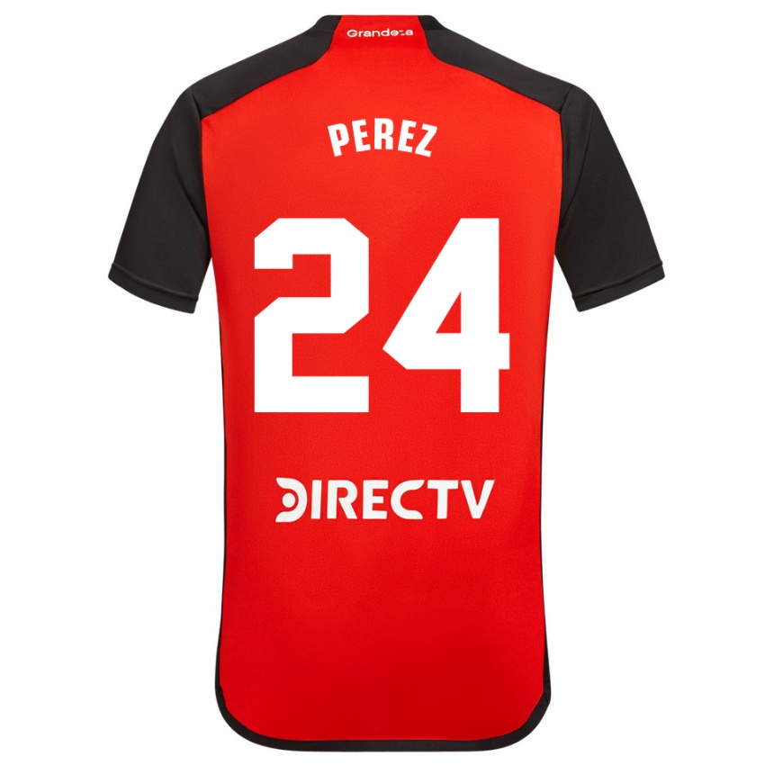 Kinder Enzo Perez #24 Rot Schwarz Weiß Auswärtstrikot Trikot 2024/25 T-Shirt Belgien