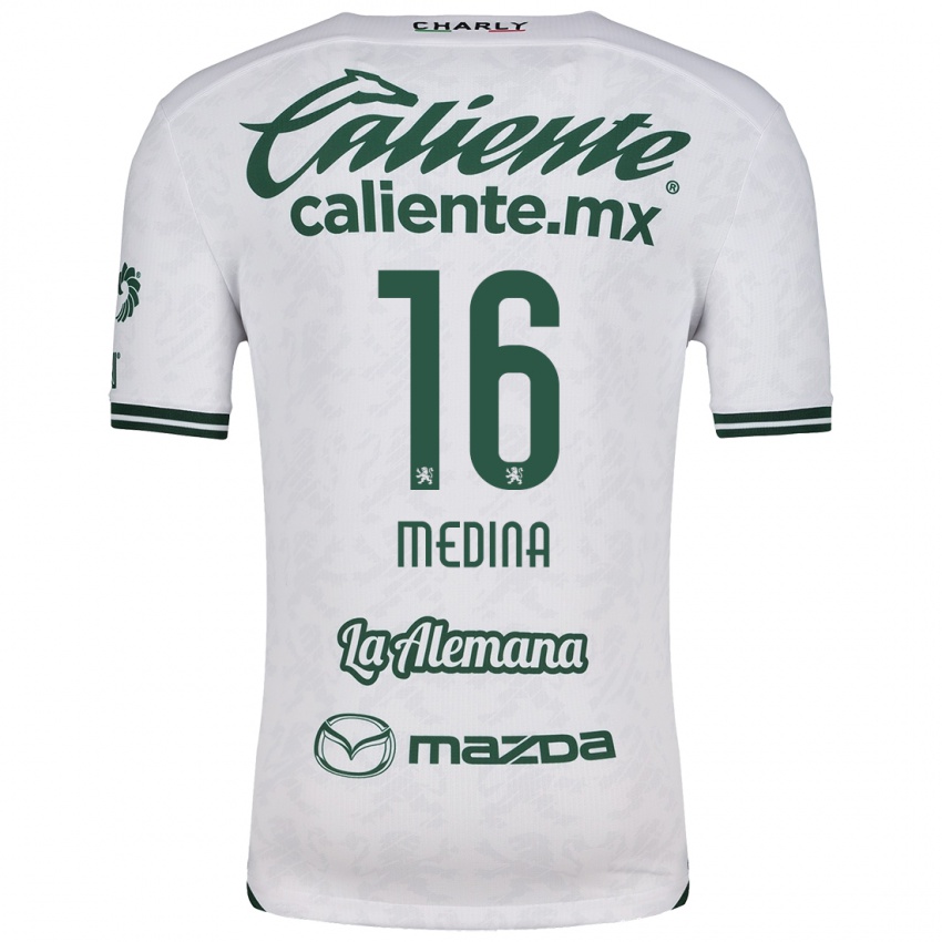 Kinderen Alan Medina #16 Wit Groen Uitshirt Uittenue 2024/25 T-Shirt België